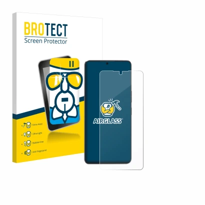 Face avant d’un emballage produit avec le logo de la marque BROTECT. À côté, l’appareil Cubot Max 5 est représenté avec la pro