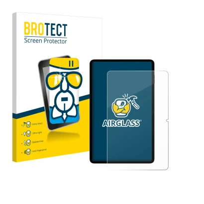 Face avant d’un emballage produit avec le logo de la marque BROTECT. À côté, l’appareil Blackview Tab 18 est représenté avec l