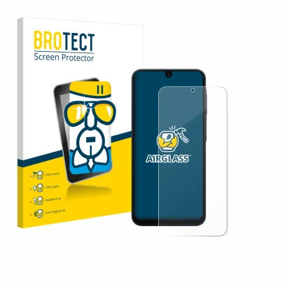 Face avant d’un emballage produit avec le logo de la marque BROTECT. À côté, l’appareil Samsung Galaxy A16 5G est représenté a