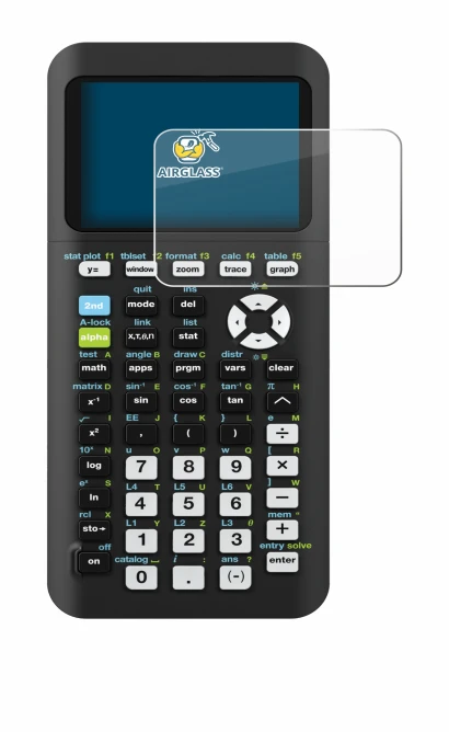 Image de l'appareil Texas Instruments TI-84 Plus CE-T Python avec une grande variété de protections d'écran.