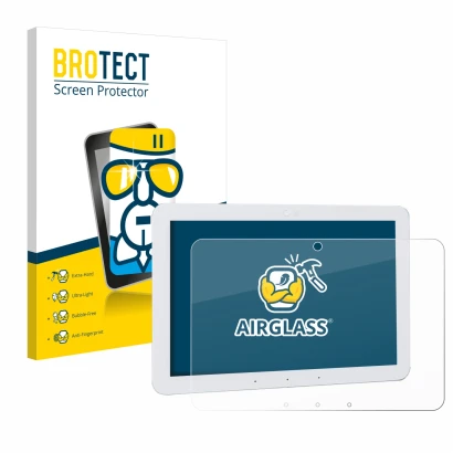 Face avant d’un emballage produit avec le logo de la marque BROTECT. À côté, l’appareil Amazon Echo Hub 8" est représenté avec
