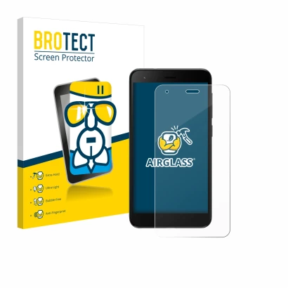 Face avant d’un emballage produit avec le logo de la marque BROTECT. À côté, l’appareil ZTE Blade A35 lite est représenté avec