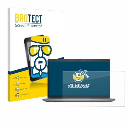 Face avant d’un emballage produit avec le logo de la marque BROTECT. À côté, l’appareil Dell Latitude 5450 Laptop 14" est repr