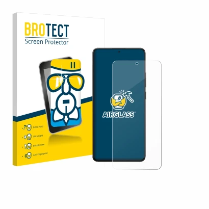 Face avant d’un emballage produit avec le logo de la marque BROTECT. À côté, l’appareil Xiaomi Poco X7 Pro est représenté avec