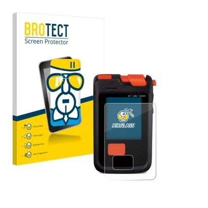 Face avant d’un emballage produit avec le logo de la marque BROTECT. À côté, l’appareil Mammut Barryvox S2 est représenté avec