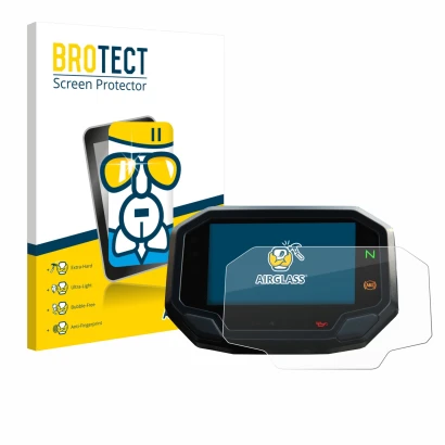 Face avant d’un emballage produit avec le logo de la marque BROTECT. À côté, l’appareil Kawasaki Versys 650 2022+ est représen