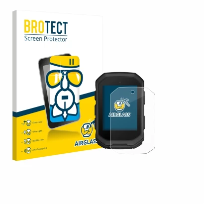 Face avant d’un emballage produit avec le logo de la marque BROTECT. À côté, l’appareil Garmin Edge MTB est représenté avec la