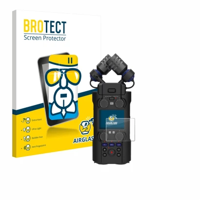 Face avant d’un emballage produit avec le logo de la marque BROTECT. À côté, l’appareil Zoom H5 Studio est représenté avec la