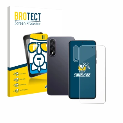 Face avant d’un emballage produit avec le logo de la marque BROTECT. À côté, l’appareil OnePlus Nord 5 (Avant+Caméra) est repr