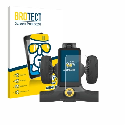 Face avant d’un emballage produit avec le logo de la marque BROTECT. À côté, l’appareil PowaKaddy CT12 GPS est représenté avec