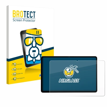 Face avant d’un emballage produit avec le logo de la marque BROTECT. À côté, l’appareil Acepad HIGH Tablet 12" est représenté 