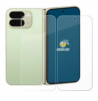 Image de l'appareil Google Pixel 10 Pro Fold (Avant+Arrière) avec une grande variété de protections d'écran.