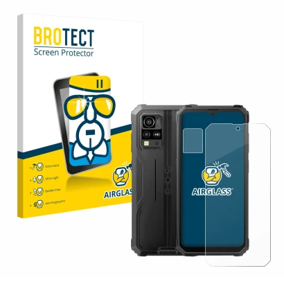 Face avant d’un emballage produit avec le logo de la marque BROTECT. À côté, l’appareil Blackview BV4800 SE (Avant+Caméra) est