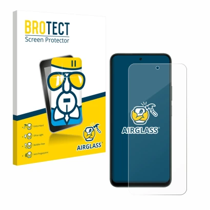 Face avant d’un emballage produit avec le logo de la marque BROTECT. À côté, l’appareil Honor X7d 5G est représenté avec la pr