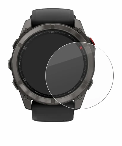 Image de l'appareil Garmin Fenix 8 Pro MicroLED (51 mm) avec une grande variété de protections d'écran.