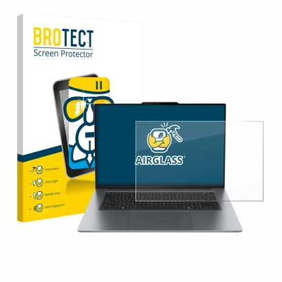 Face avant d’un emballage produit avec le logo de la marque BROTECT. À côté, l’appareil Lenovo ThinkPad X9 14 G1 est représent