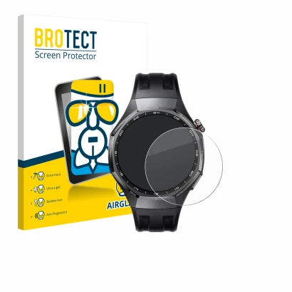 Face avant d’un emballage produit avec le logo de la marque BROTECT. À côté, l’appareil Huawei Watch GT 6 Pro (46 mm) est repr
