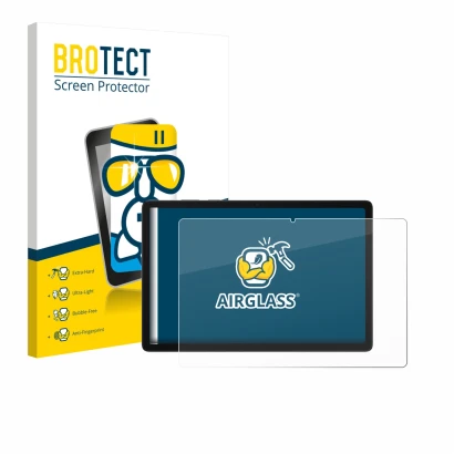 Face avant d’un emballage produit avec le logo de la marque BROTECT. À côté, l’appareil Samsung Galaxy Tab A11 Plus 5G 11" est