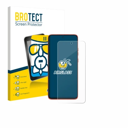 Face avant d’un emballage produit avec le logo de la marque BROTECT. À côté, l’appareil Motorola Edge 60 Neo est représenté av