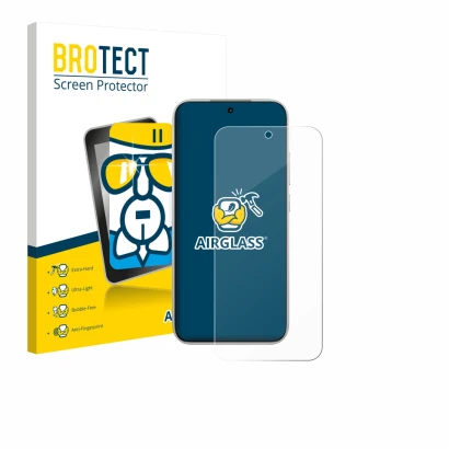 Face avant d’un emballage produit avec le logo de la marque BROTECT. À côté, l’appareil Xiaomi Poco F8 Pro est représenté avec