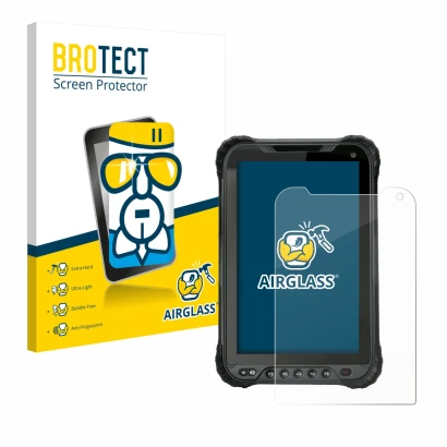 Face avant d’un emballage produit avec le logo de la marque BROTECT. À côté, l’appareil Unitech TB85 Plus est représenté avec