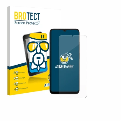 Face avant d’un emballage produit avec le logo de la marque BROTECT. À côté, l’appareil Doogee Note 56X Pro est représenté ave