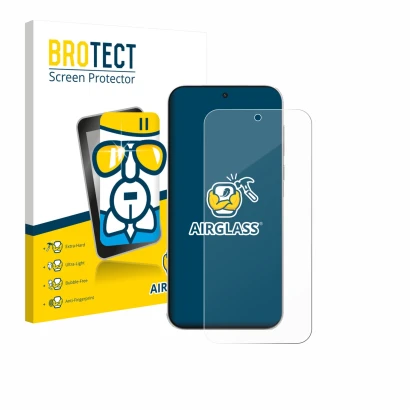 Face avant d’un emballage produit avec le logo de la marque BROTECT. À côté, l’appareil OnePlus Turbo 6V est représenté avec l