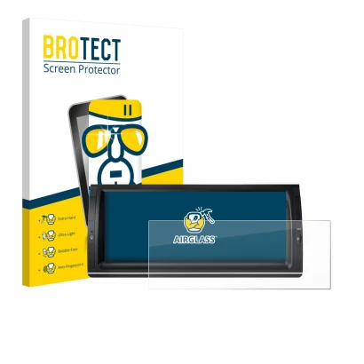 Face avant d’un emballage produit avec le logo de la marque BROTECT. À côté, l’appareil Xtrons PX1453BLHGS 10.25" est représen