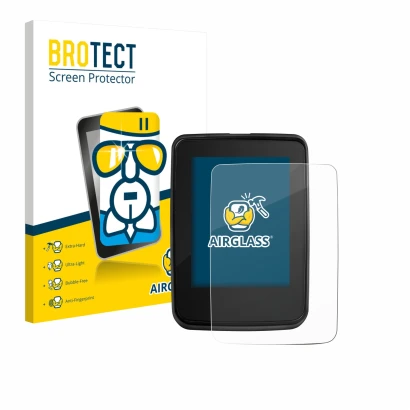 Face avant d’un emballage produit avec le logo de la marque BROTECT. À côté, l’appareil Giant RideDash Evo 2 est représenté av