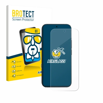 Face avant d’un emballage produit avec le logo de la marque BROTECT. À côté, l’appareil Vivo V70 est représenté avec la protec