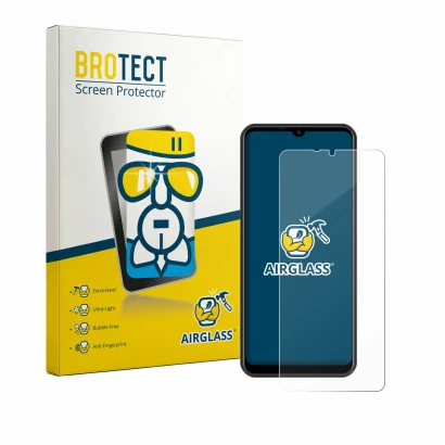 Face avant d’un emballage produit avec le logo de la marque BROTECT. À côté, l’appareil Invens NOTE TK02 est représenté avec l