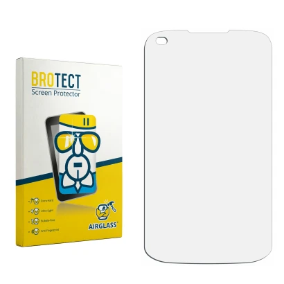 Face avant d’un emballage produit avec le logo de la marque BROTECT. À côté se trouve la protection d’écran correspondante.