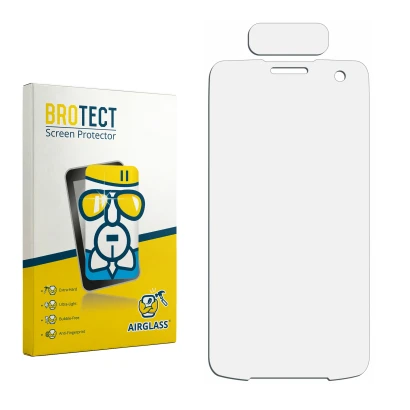Face avant d’un emballage produit avec le logo de la marque BROTECT. À côté se trouve la protection d’écran correspondante.