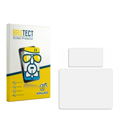 Face avant d’un emballage produit avec le logo de la marque BROTECT. À côté se trouve la protection d’écran correspondante.