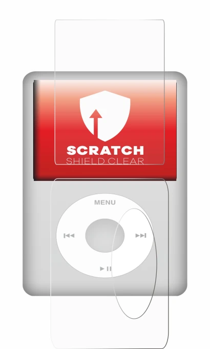 Image de l'appareil Apple iPod Classic (Avant+Arrière, 5.5 Gen.) avec une grande variété de protections d'écran.