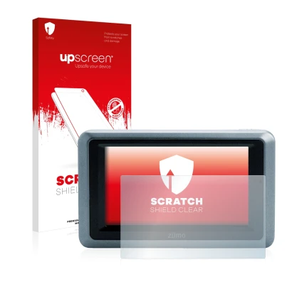 Face avant d’un emballage produit avec le logo de la marque upscreen. À côté, l’appareil Garmin zumo 660 est représenté avec l