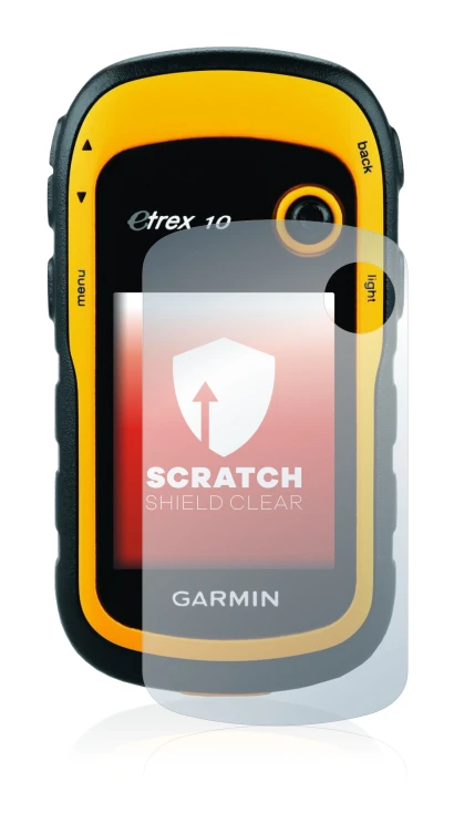 Image de l'appareil Garmin eTrex 10 avec une grande variété de protections d'écran.