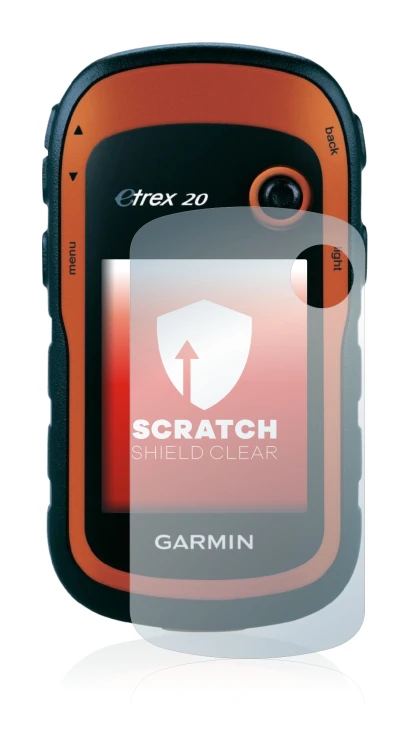 Image de l'appareil Garmin eTrex 20 avec une grande variété de protections d'écran.