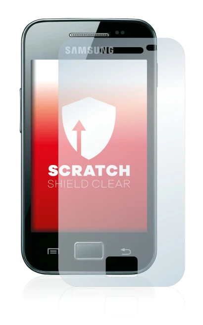 Image de l'appareil Samsung Galaxy Ace S5830i avec une grande variété de protections d'écran.