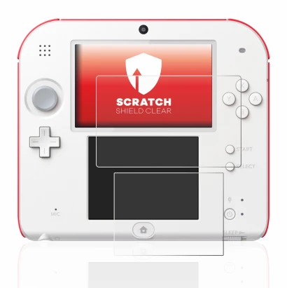 Image de l'appareil Nintendo 2DS avec une grande variété de protections d'écran.
