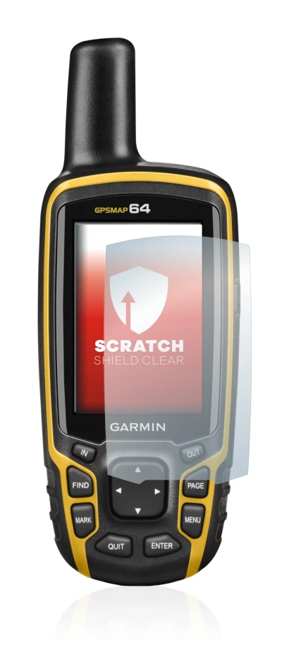 Image de l'appareil Garmin GPSMAP 64 avec une grande variété de protections d'écran.