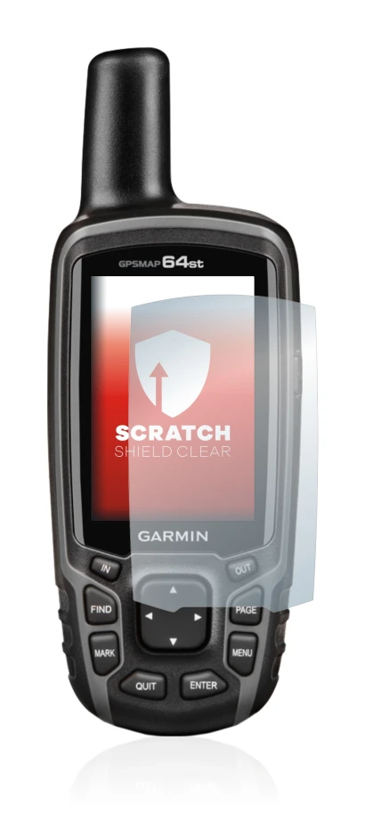 Image de l'appareil Garmin GPSMAP 64st avec une grande variété de protections d'écran.