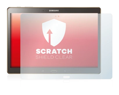Image de l'appareil Samsung Galaxy Tab S 10.5 SM-T800 avec une grande variété de protections d'écran.