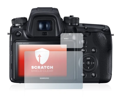 Image de l'appareil Samsung NX1 avec une grande variété de protections d'écran.