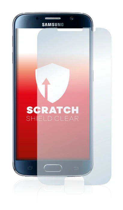 Image de l'appareil Samsung Galaxy S6 avec une grande variété de protections d'écran.