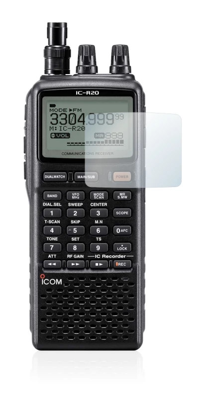 Image de l'appareil Icom IC-R20 avec une grande variété de protections d'écran.
