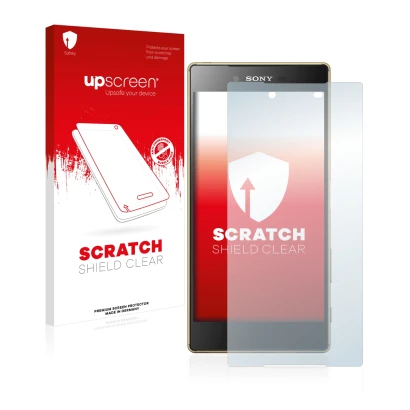 Face avant d’un emballage produit avec le logo de la marque upscreen. À côté, l’appareil Sony Xperia Z5 Premium est représenté