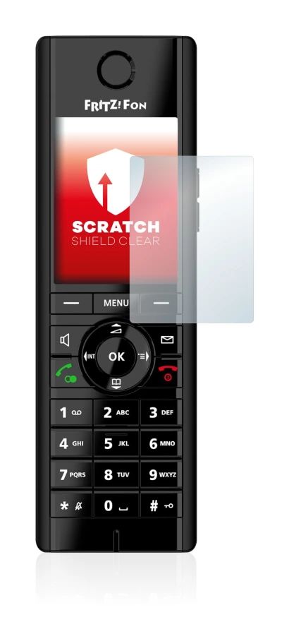 Image de l'appareil AVM Fritz!Fon C5 avec une grande variété de protections d'écran.