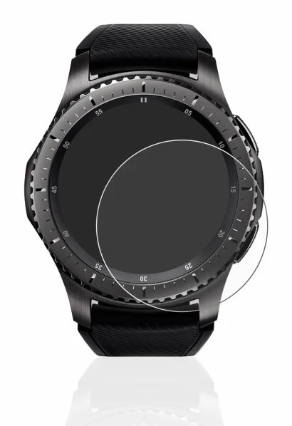 Image de l'appareil Samsung Gear S3 Frontier avec une grande variété de protections d'écran.