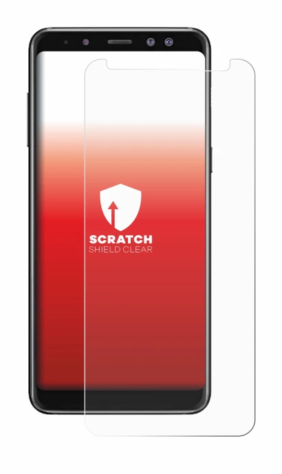 Image de l'appareil Samsung Galaxy A8 2018 avec une grande variété de protections d'écran.